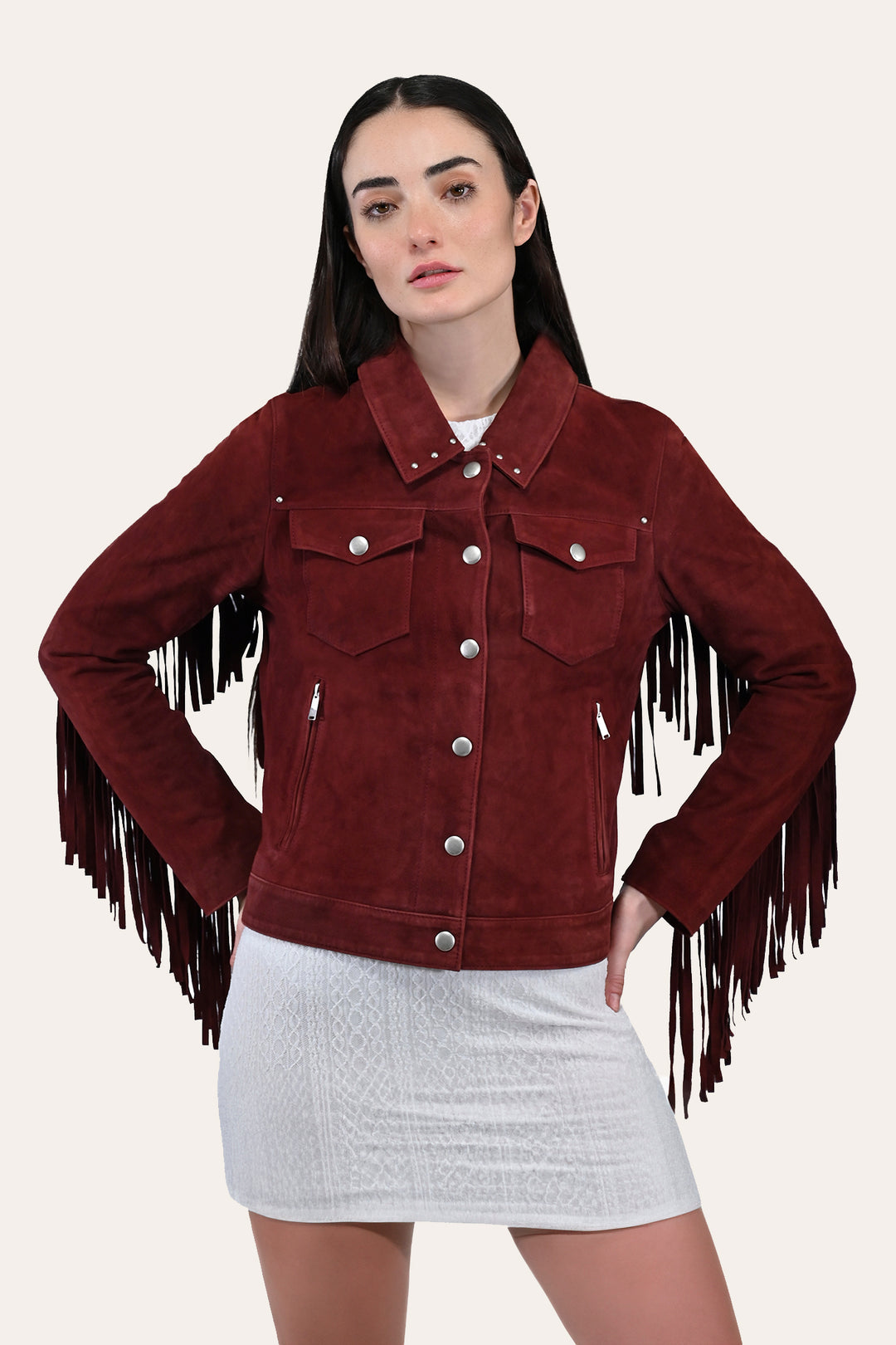 Frye Women’s Oxblood Nash Trucker Suede Jacket Oxblood