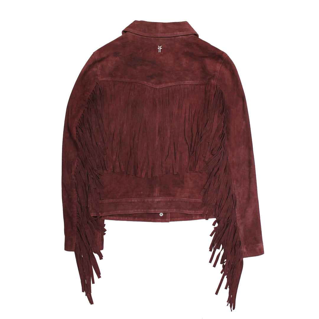 Frye Women’s Oxblood Nash Trucker Suede Jacket Oxblood