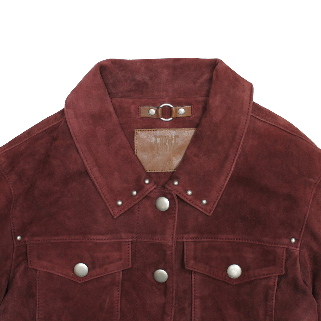 Frye Women’s Oxblood Nash Trucker Suede Jacket Oxblood