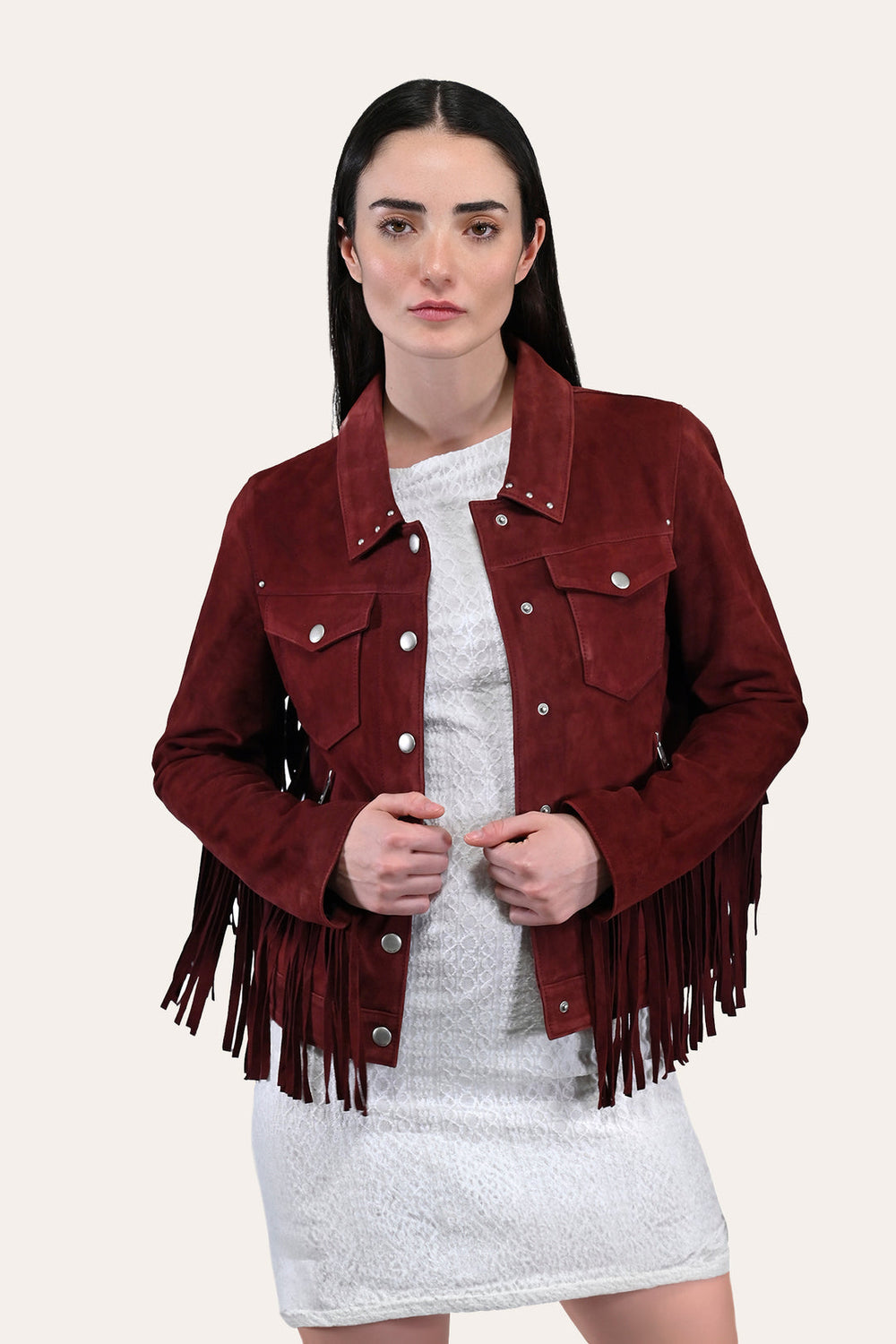 Frye Women’s Oxblood Nash Trucker Suede Jacket Oxblood