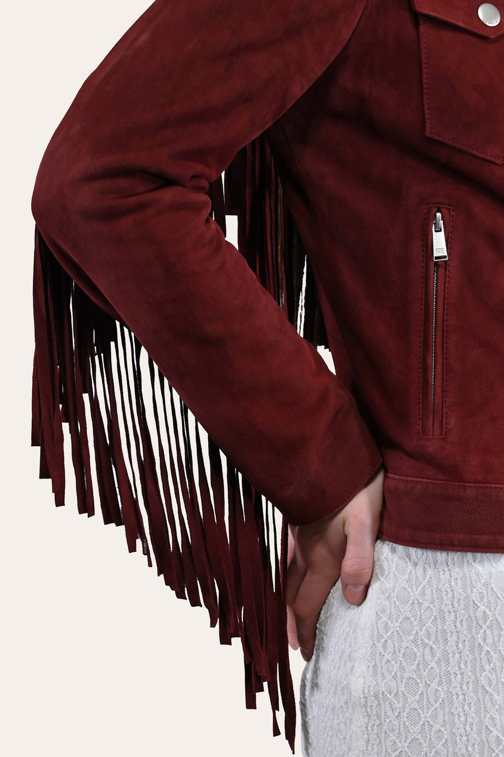 Frye Women’s Oxblood Nash Trucker Suede Jacket Oxblood