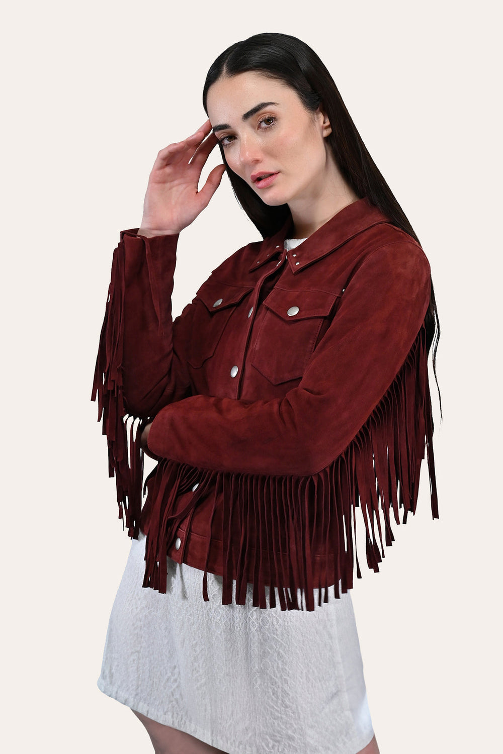 Frye Women’s Oxblood Nash Trucker Suede Jacket Oxblood