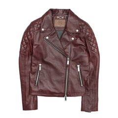 Frye Women’s Oxblood Oklahoma Nappa Leather Biker Jacket Oxblood