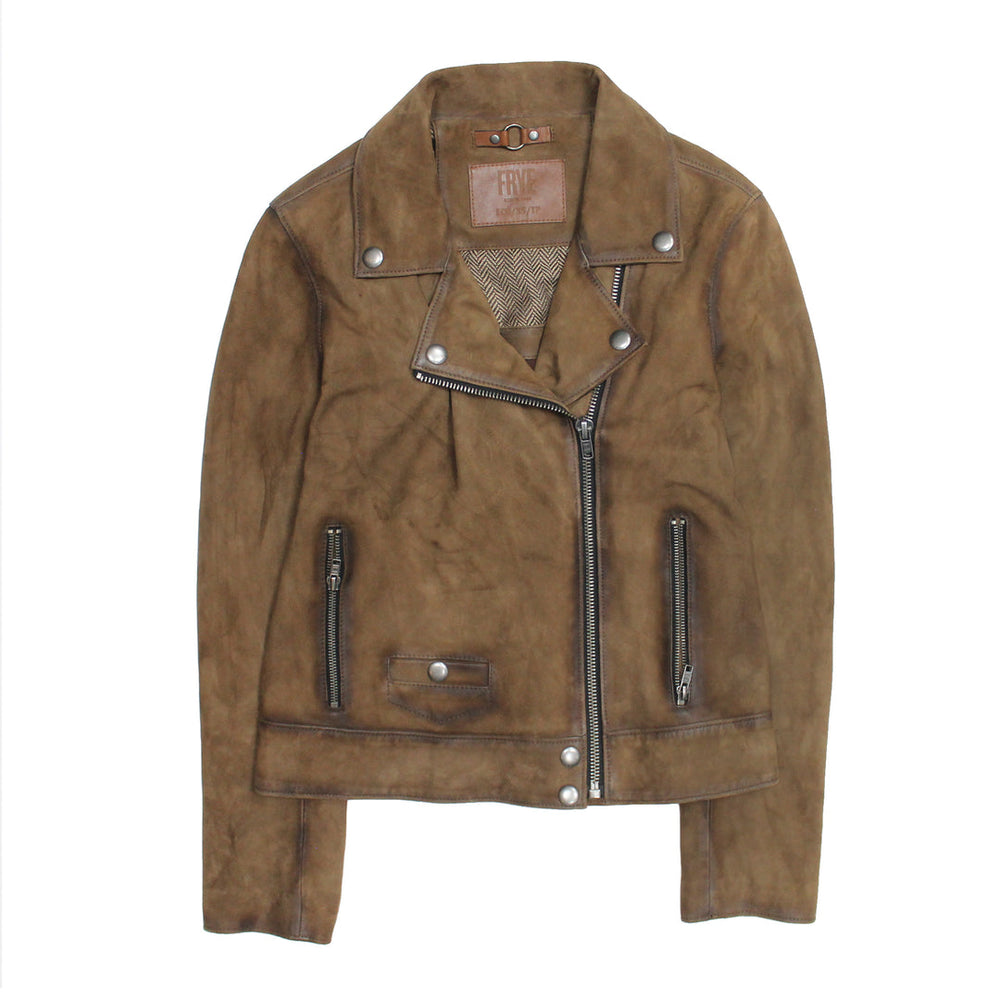 Frye Women’s Dark Taupe Oakley Vintage Suede Biker Jacket Dark taupe