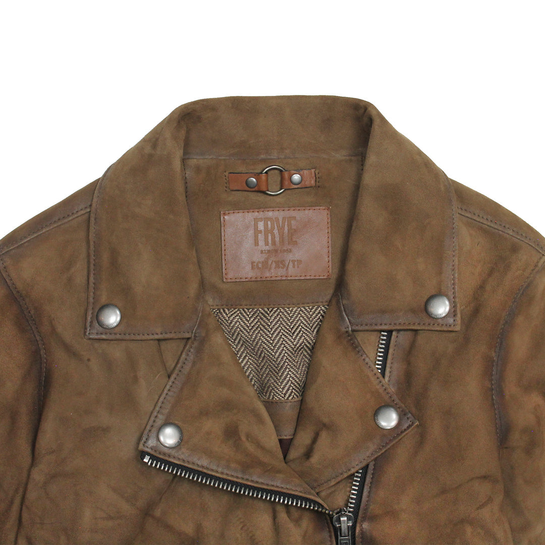 Frye Women’s Dark Taupe Oakley Vintage Suede Biker Jacket Dark taupe