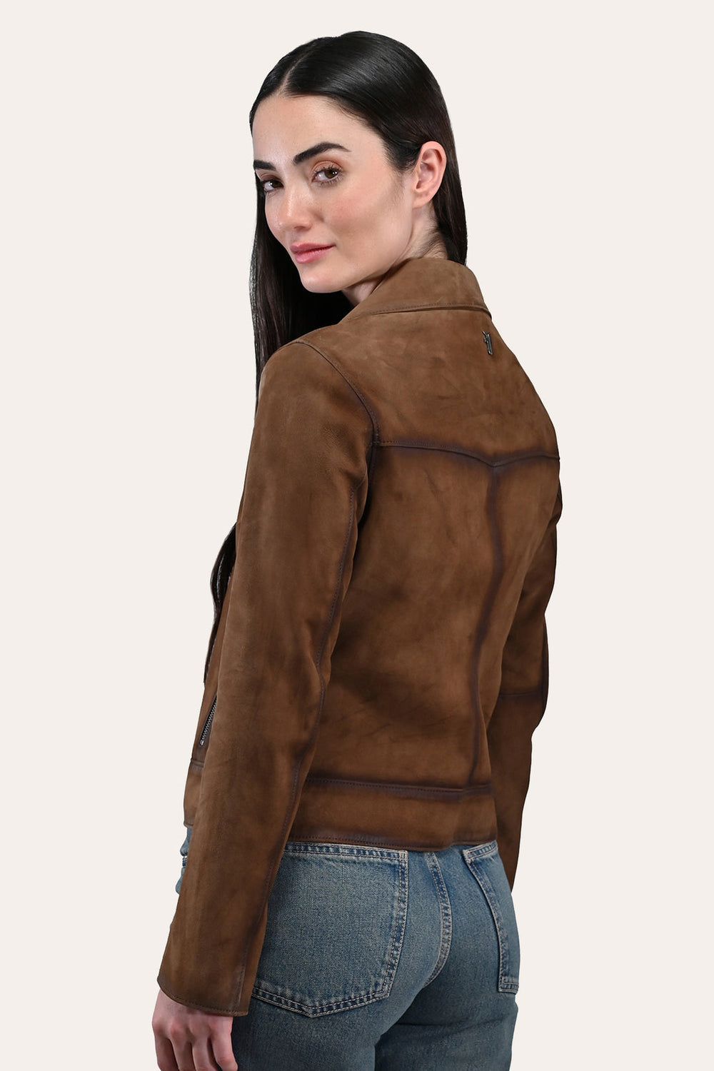 Frye Women’s Dark Taupe Oakley Vintage Suede Biker Jacket Dark taupe