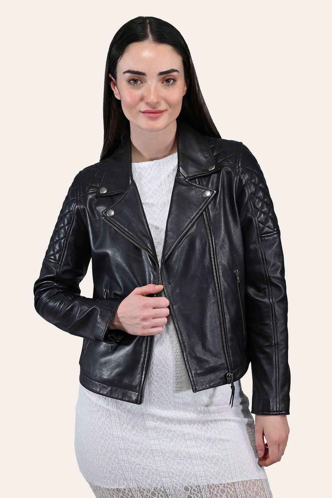 Frye Women’s Black Oklahoma Biker Leather Jacket Black