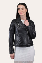 Frye Women’s Black Oklahoma Biker Leather Jacket Black
