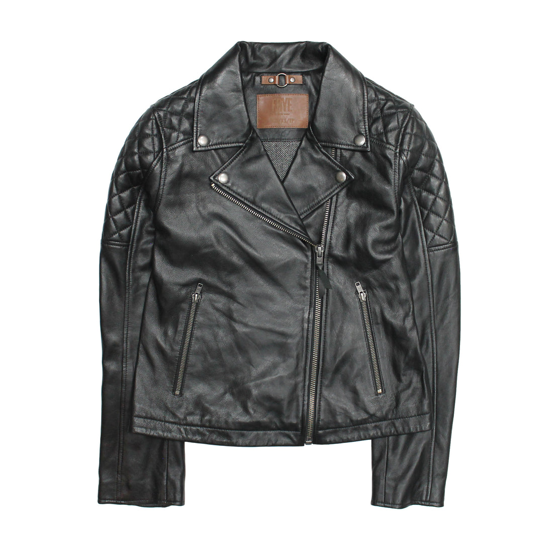 Frye Women’s Black Oklahoma Biker Leather Jacket Black