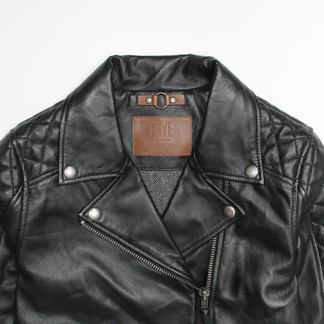 Frye Women’s Black Oklahoma Biker Leather Jacket Black