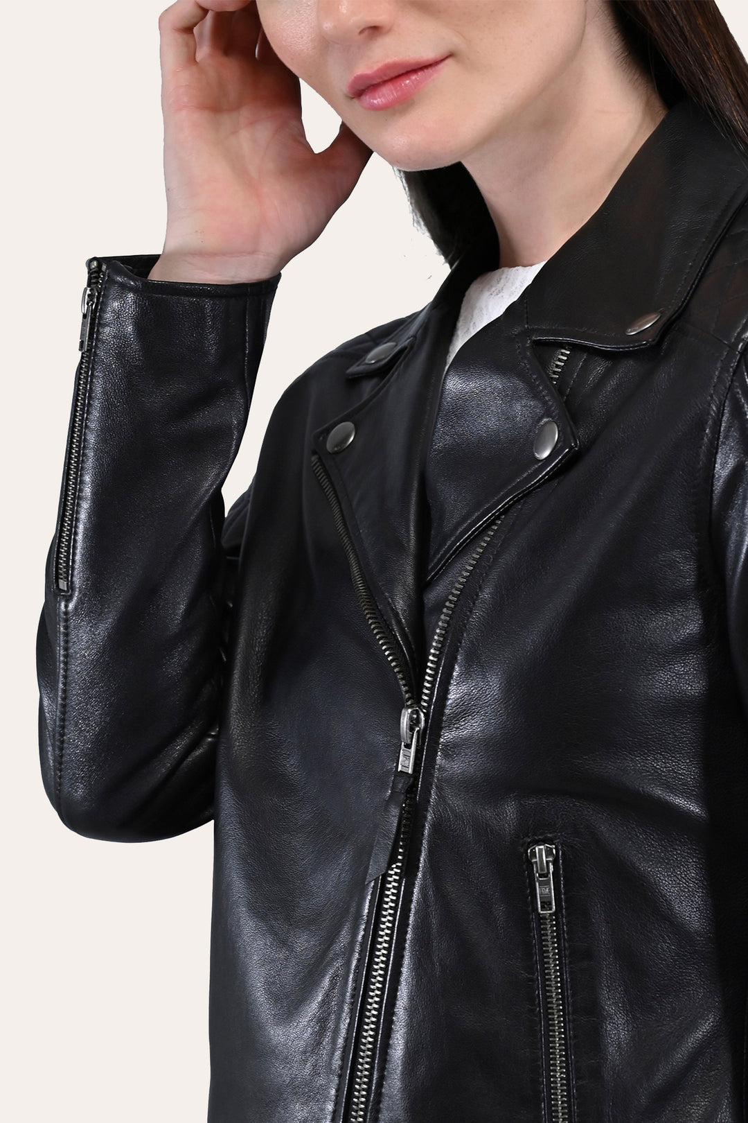 Frye Women’s Black Oklahoma Biker Leather Jacket Black