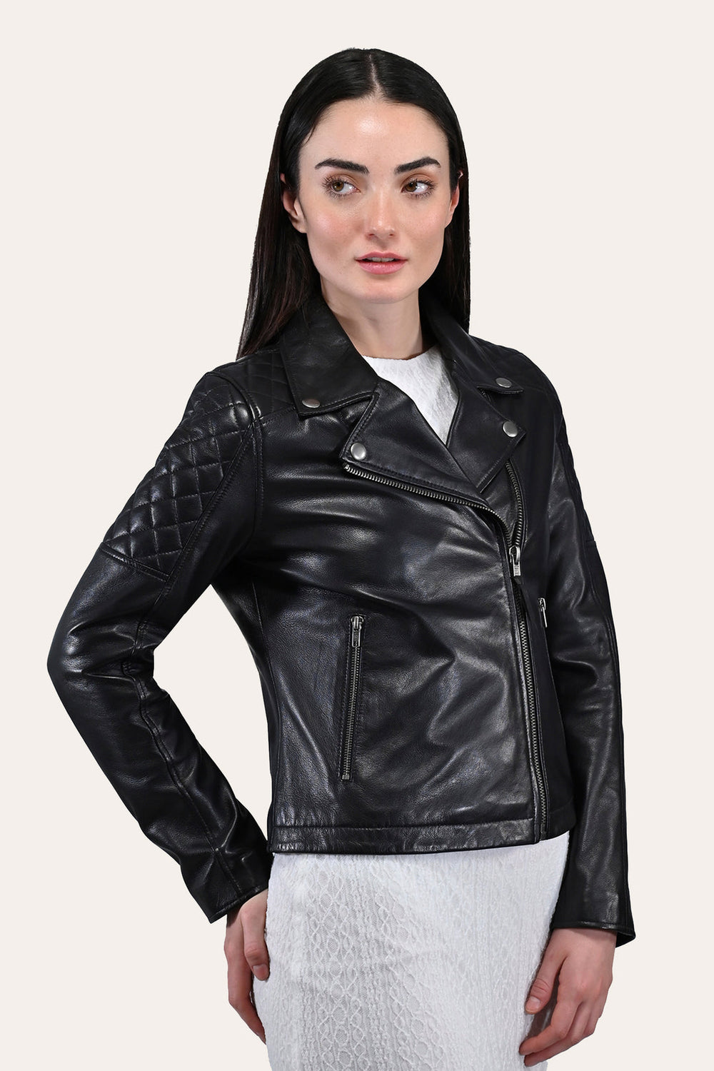 Frye Women’s Black Oklahoma Biker Leather Jacket Black