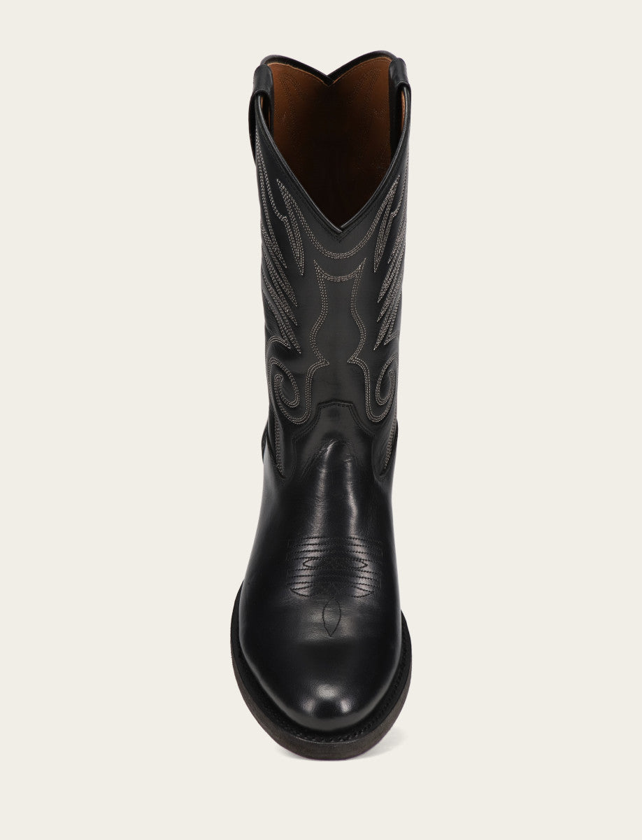 Frye Men's Black Grady Vintage Stitch Western Boots Black
