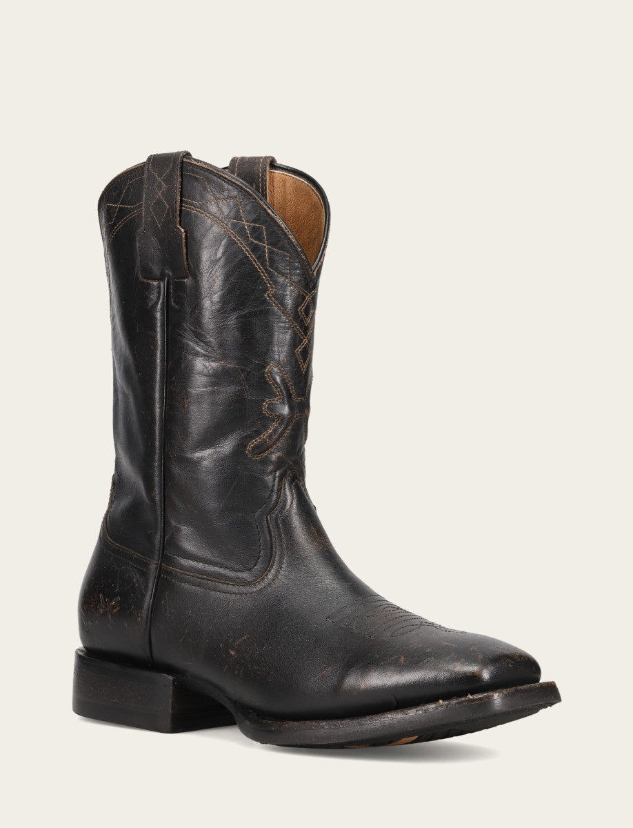 Frye Men's Black Hauser Logo Stitch Boots Black