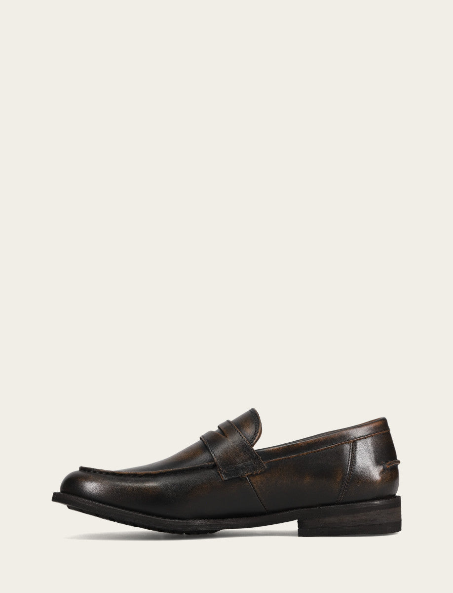 Frye Men's Brown Brush Off Tyler Flex Penny Loafer Brown Brush Off