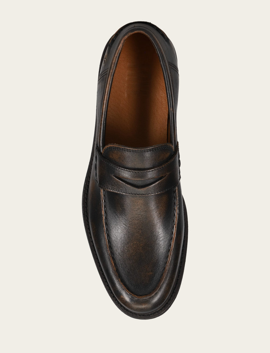 Frye Men's Brown Brush Off Tyler Flex Penny Loafer Brown Brush Off
