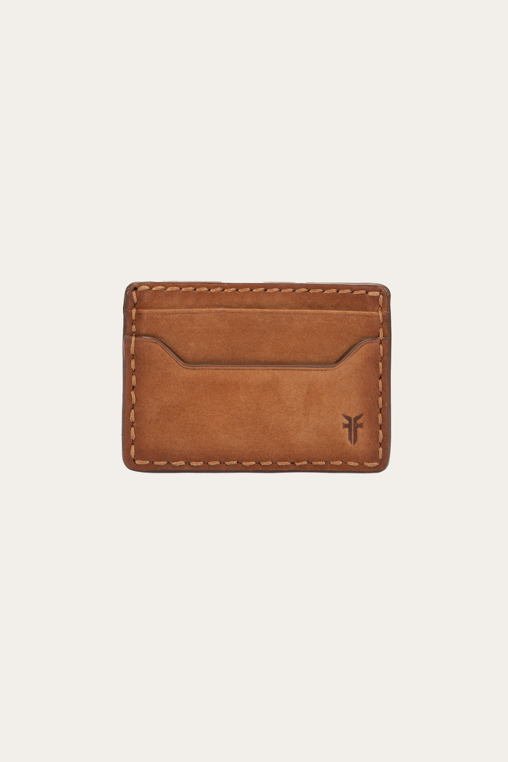 Frye Logan Nubuck Cognac Money Clip Card Case Cognac