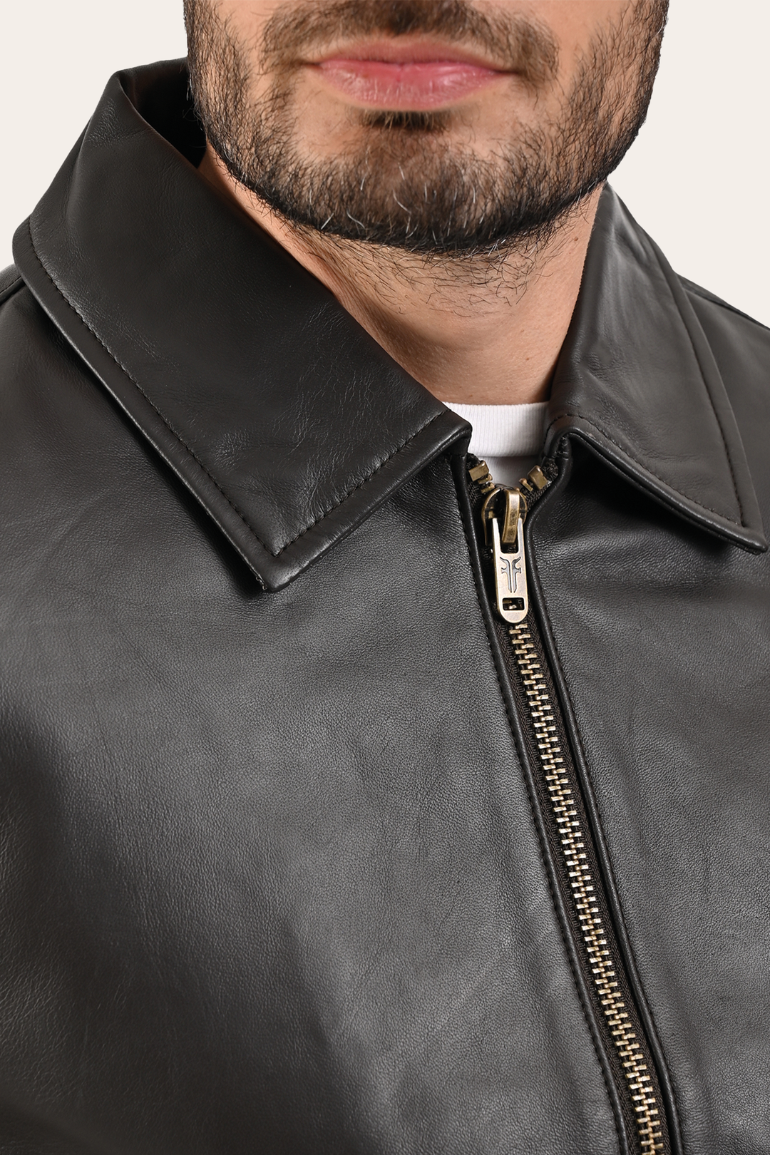 Frye Men’s Dark Brown Dusty Trucker Leather Jacket Dark Brown