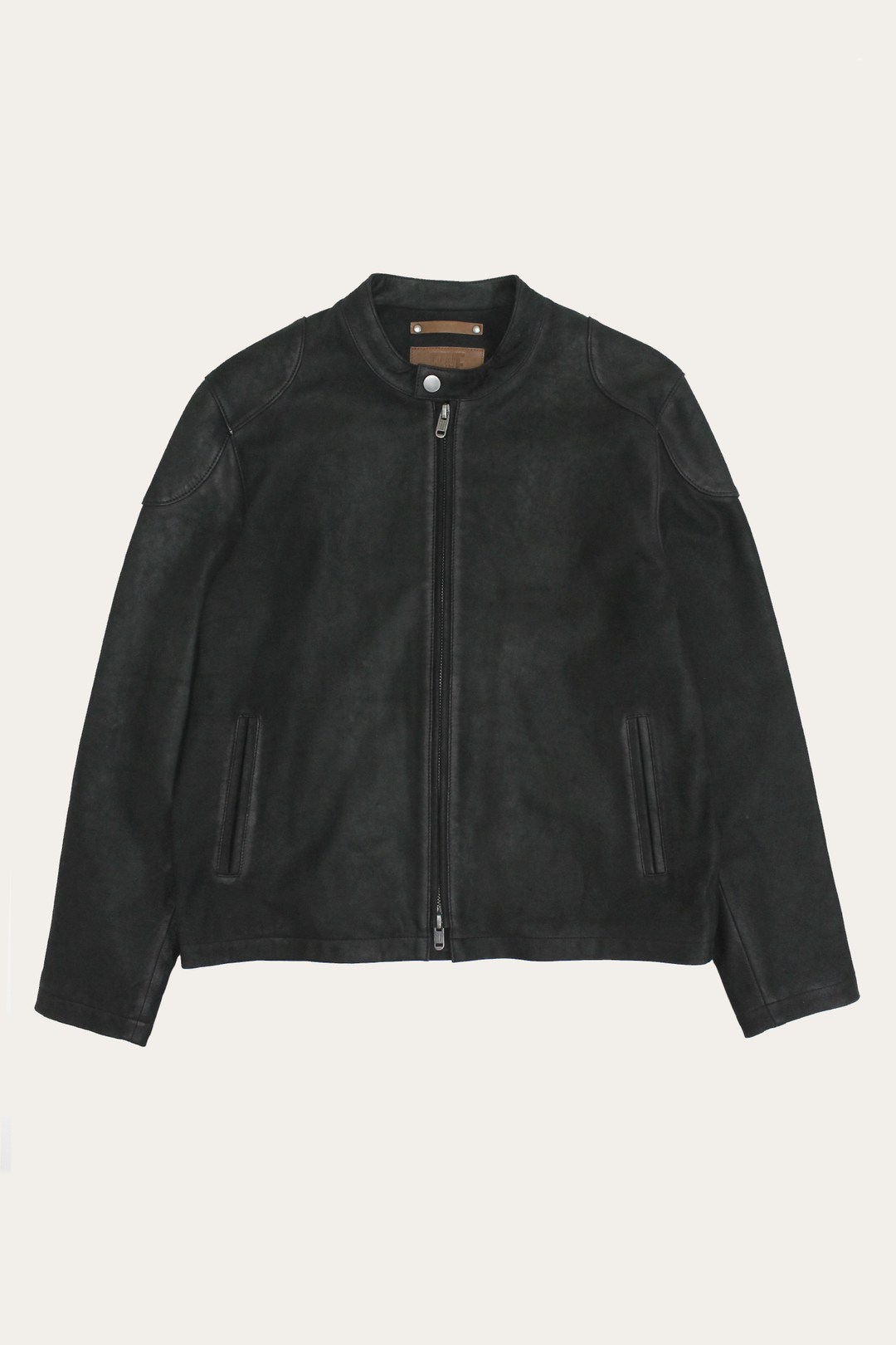 Frye Men’s Black Gannon Lamb Leather Racer Jacket Black