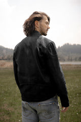 Frye Men’s Black Gannon Lamb Leather Racer Jacket Black