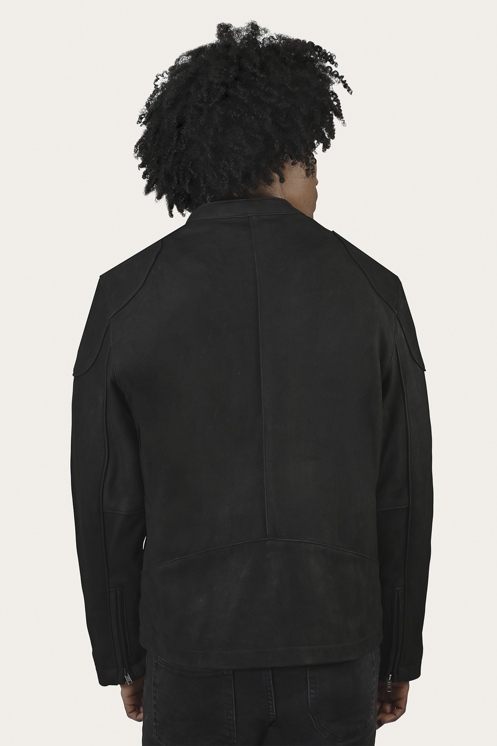 Frye Men’s Black Gannon Lamb Leather Racer Jacket Black