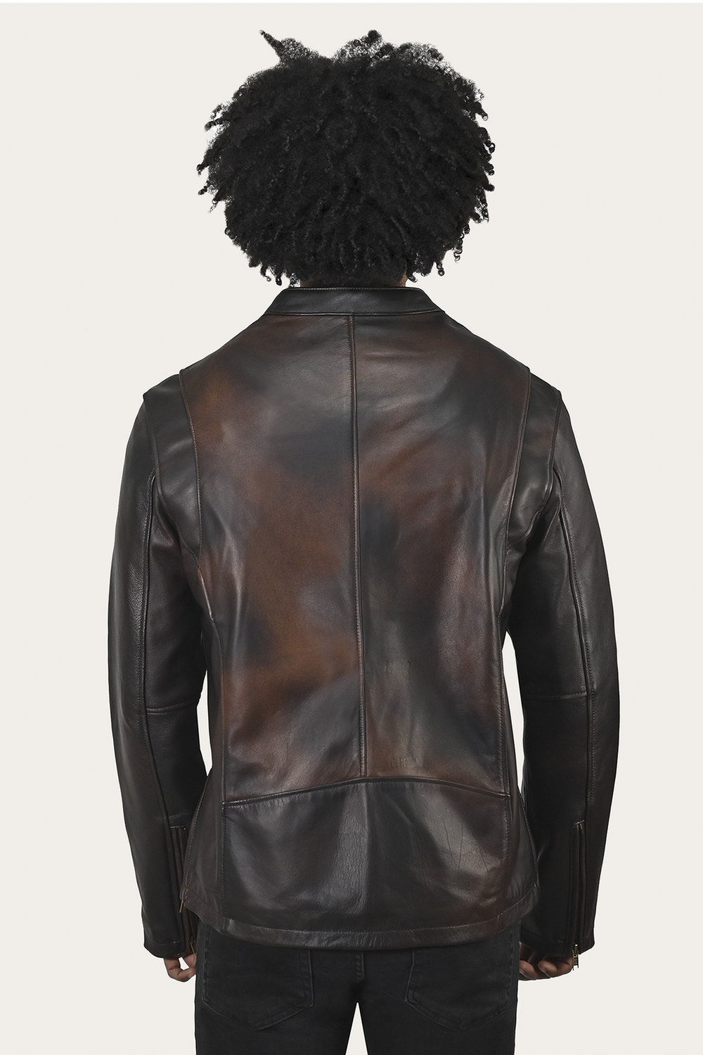 Frye Men’s Cognac Black Huck Cowhide Racer Leather Jacket Cognac Black