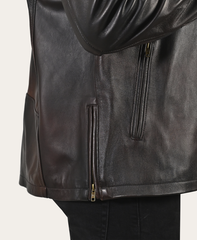 Frye Men’s Cognac Black Huck Cowhide Racer Leather Jacket Cognac Black
