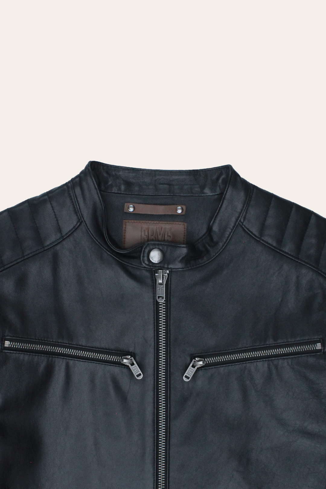 Frye Men’s Black Pioneer Racer Leather Jacket Black