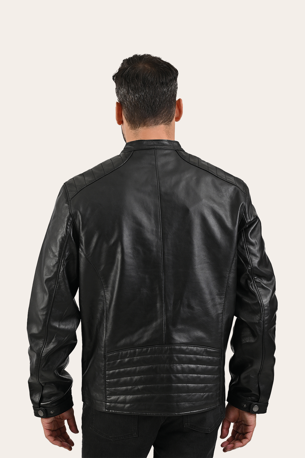 Frye Men’s Black Pioneer Racer Leather Jacket Black