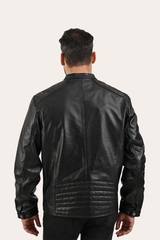 Frye Men’s Black Pioneer Racer Leather Jacket Black