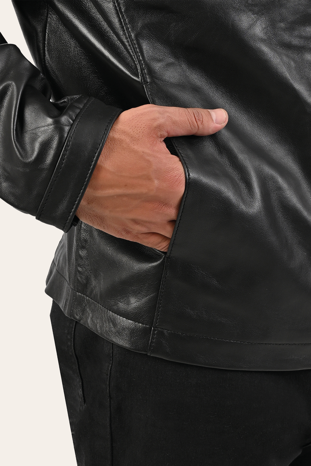 Frye Men’s Black Pioneer Racer Leather Jacket Black