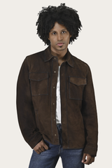 Frye Men’s Dark Brown Brock Classic Suede Shacket Dark Brown
