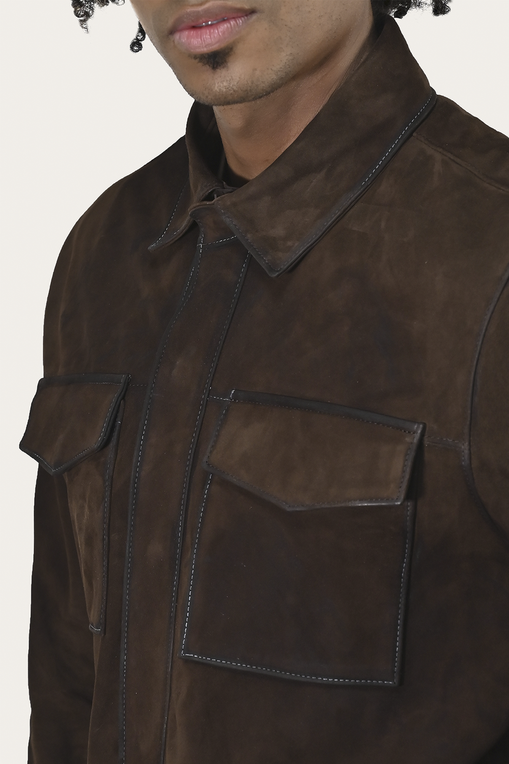 Frye Men’s Dark Brown Brock Classic Suede Shacket Dark Brown
