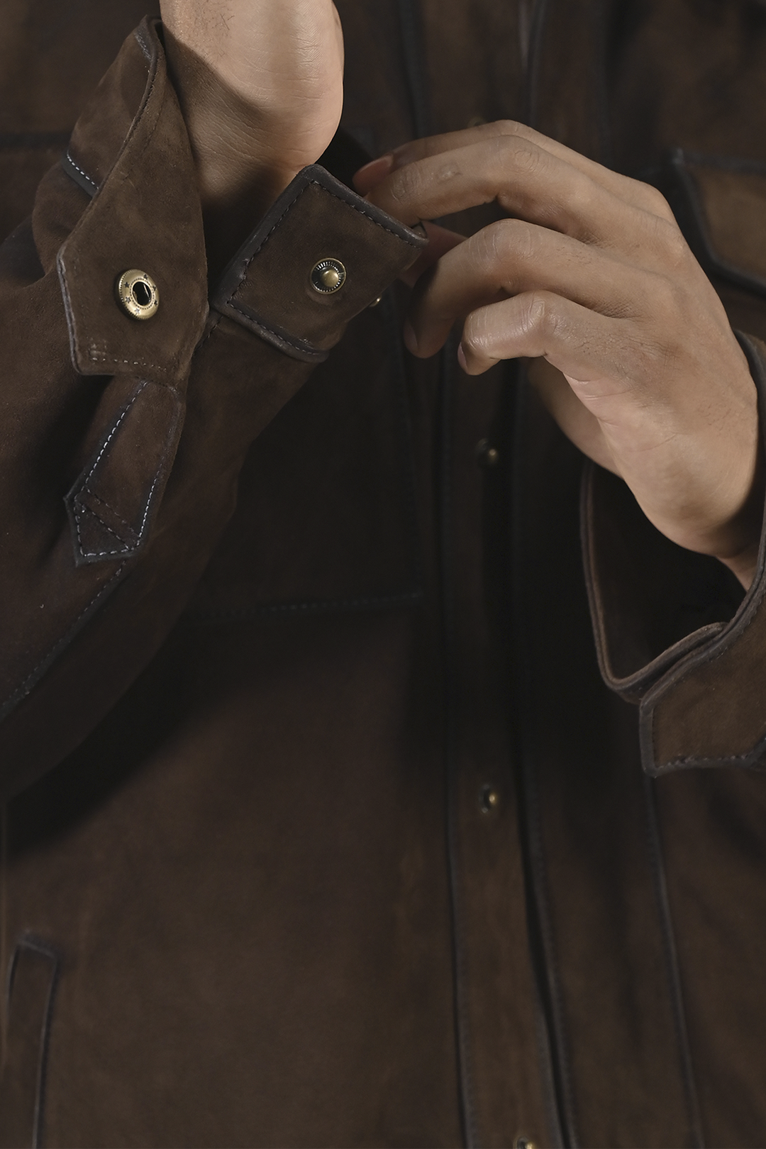 Frye Men’s Dark Brown Brock Classic Suede Shacket Dark Brown