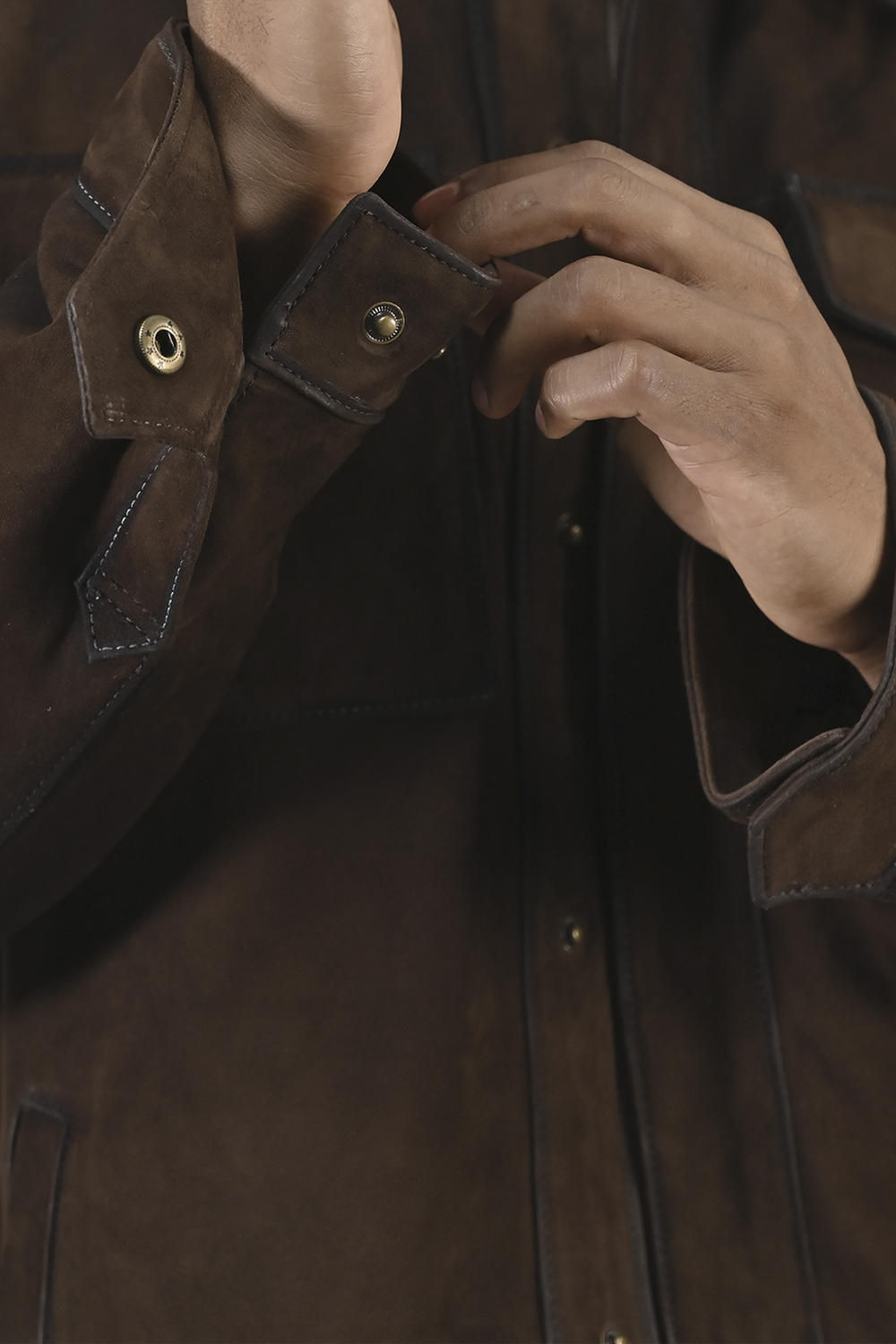 Frye Men’s Dark Brown Brock Classic Suede Shacket Dark Brown