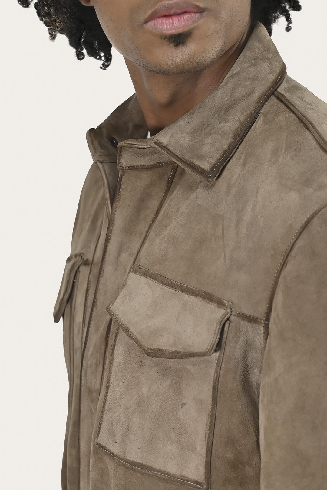 Frye Men’s Taupe Brock Suede Utility Shacket Taupe