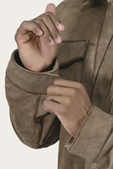 Frye Men’s Taupe Brock Suede Utility Shacket Taupe