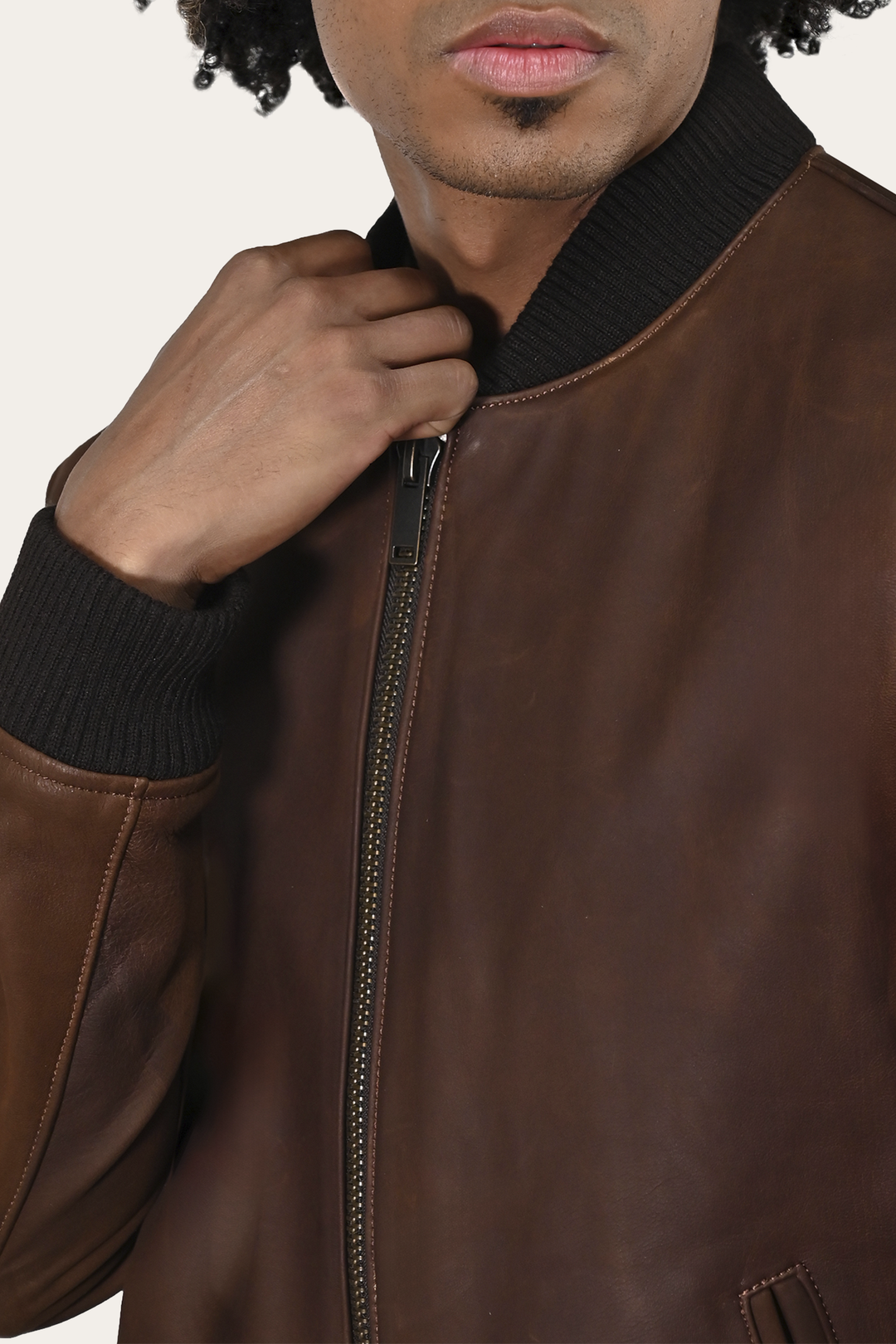 Frye Men’s Cognac Clay Leather Bomber Jacket Cognac