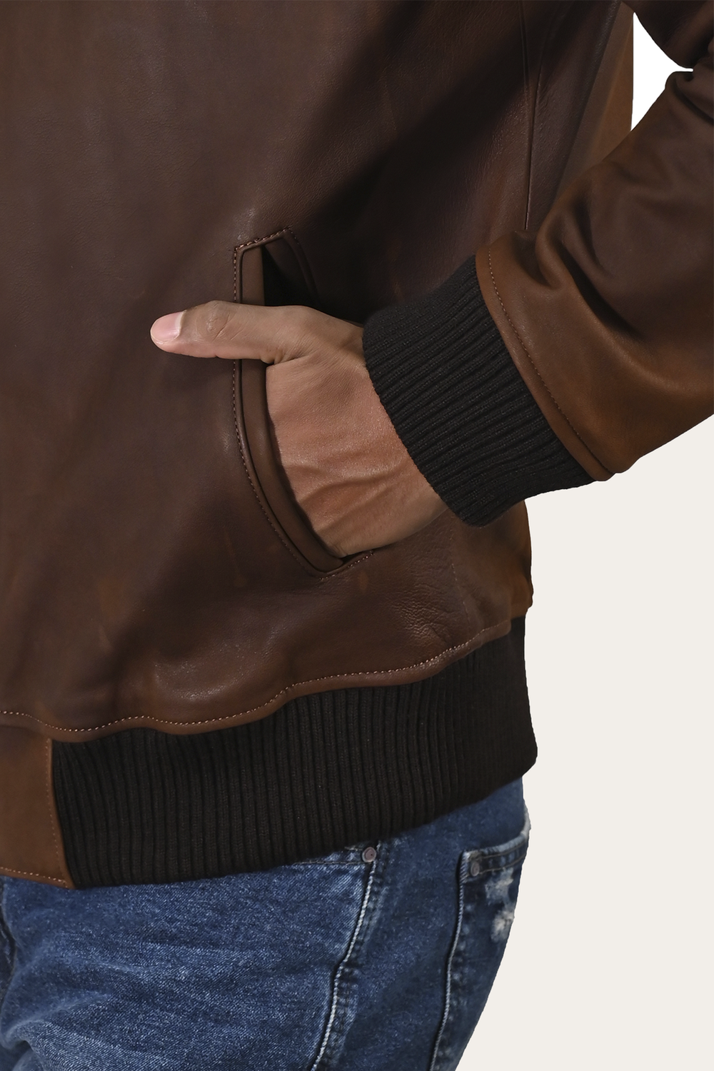 Frye Men’s Cognac Clay Leather Bomber Jacket Cognac