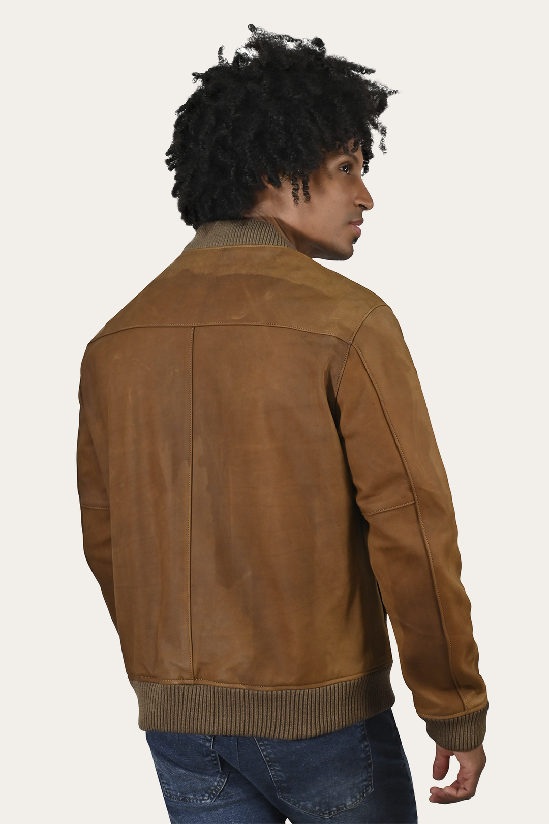 Frye Men’s Burnt Copper Clay Leather Bomber Jacket Burnt copper