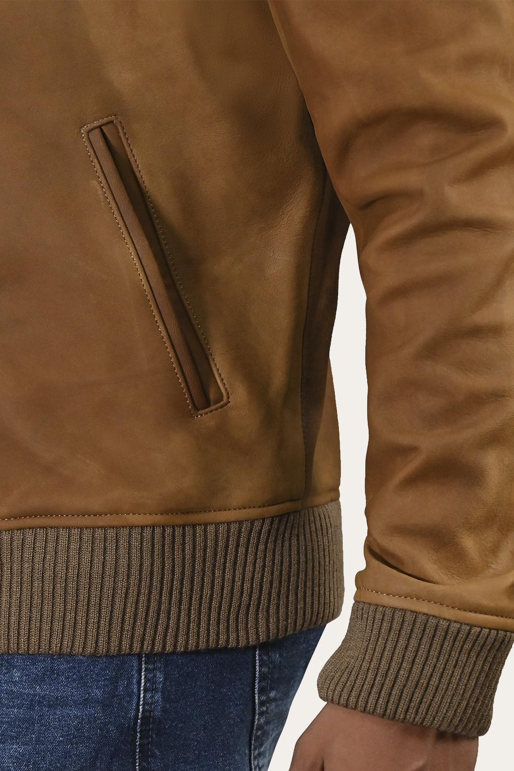 Frye Men’s Burnt Copper Clay Leather Bomber Jacket Burnt copper