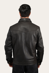 Frye Men’s Dark Brown Durango Trucker Leather Jacket Dark Brown