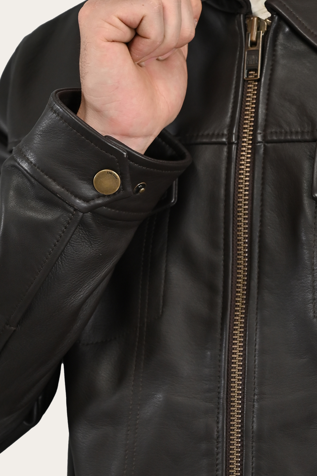Frye Men’s Dark Brown Durango Trucker Leather Jacket Dark Brown