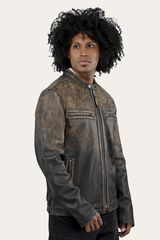 Frye Men’s Brown Beige Leland Ombre Leather Jacket Brown Beige