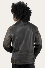 Frye Men’s Brown Beige Leland Ombre Leather Jacket Brown Beige