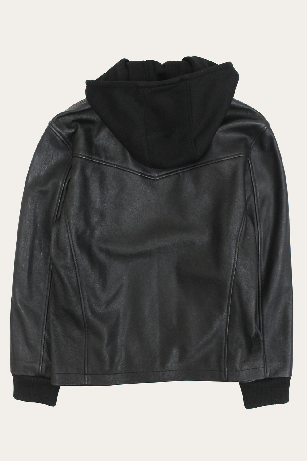 Frye Men’s Black Saddle Racer Leather Hooded Jacket Black