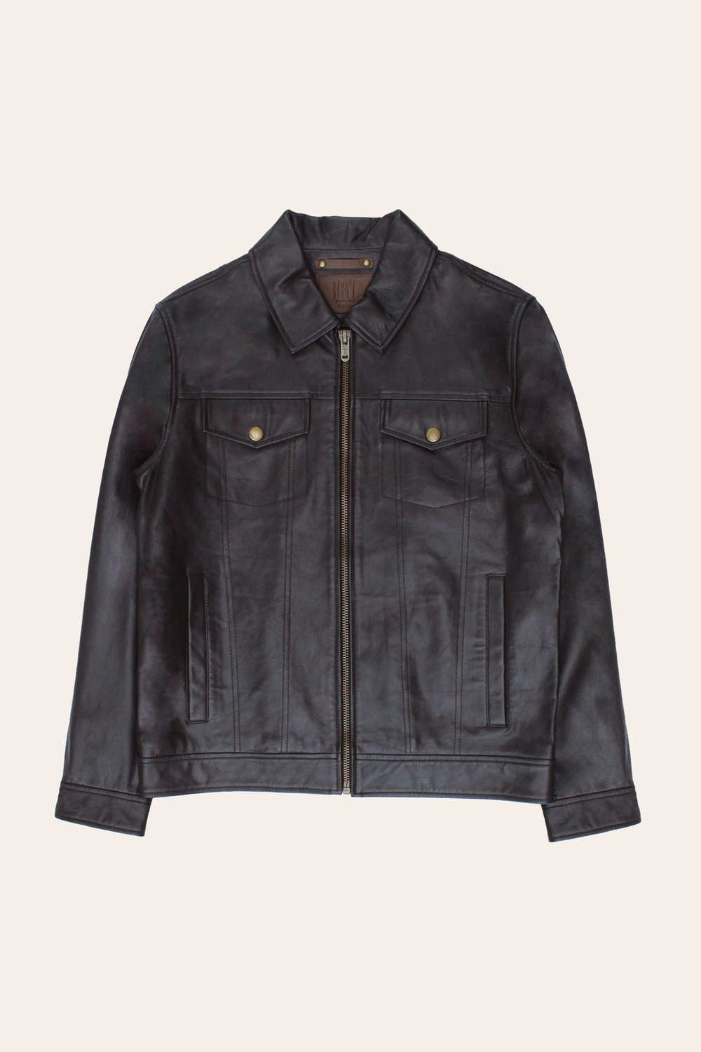 Frye Men’s Dark Brown Kentucky Trucker Leather Jacket Dark Brown