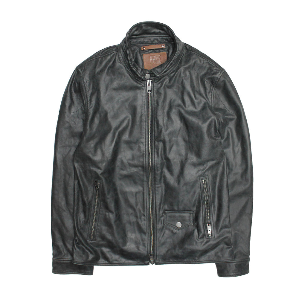 Frye Men’s Black Lawton Modern Nappa Biker Jacket Black