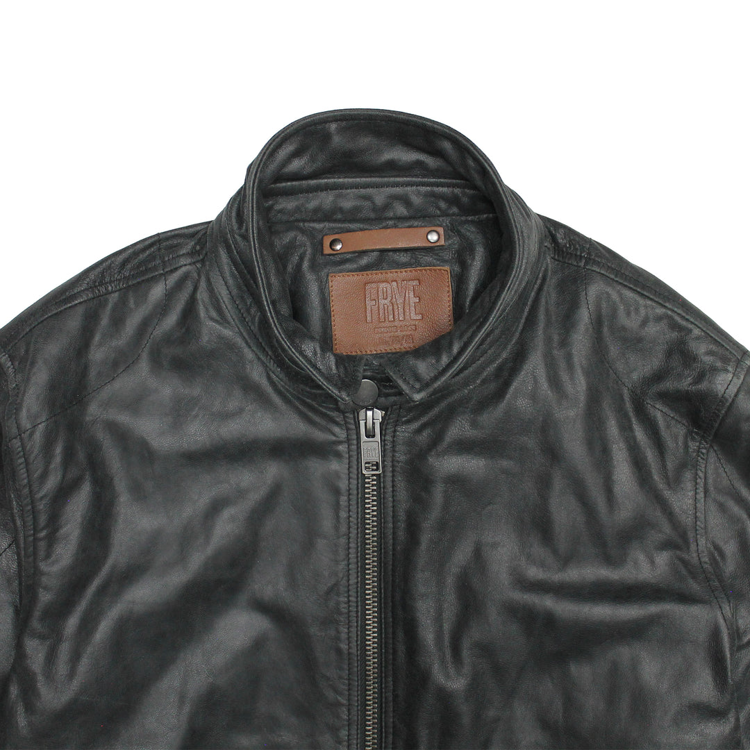 Frye Men’s Black Lawton Modern Nappa Biker Jacket Black
