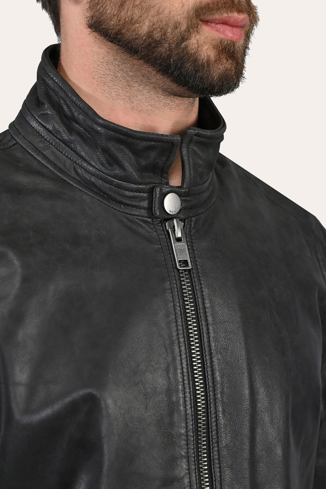 Frye Men’s Black Lawton Modern Nappa Biker Jacket Black